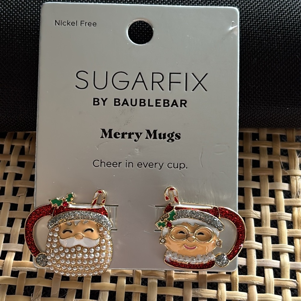 Sugarfix by Baublebar “Merry Mugs” Santa and Mrs. Claus Earrings
